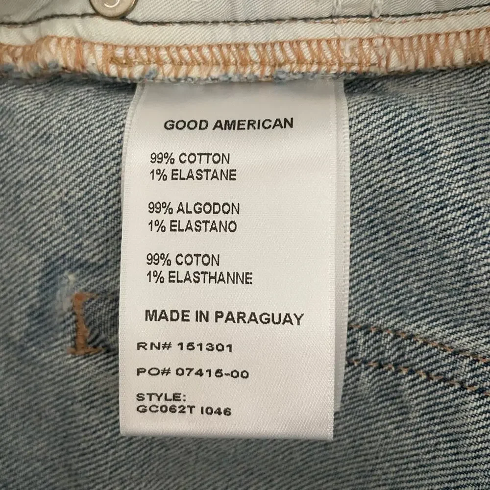 NWT Good American‎ Good Classic High Rise Distressed Jeans Medium Wash Sz 6/28